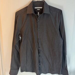 Perry Ellis Portfolio Dark Charcoal Gray Button-Up Shirt Medium 15.5. 34/35